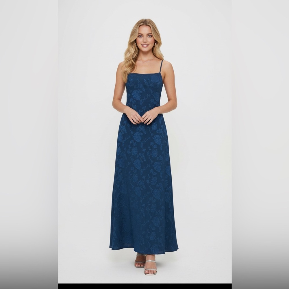 Princess Polly Navy Blue South of France Maxi Dress